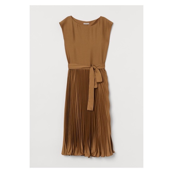 H&M Dresses & Skirts - H and M Midi Satin crepe dress in Golden Taupe- BNWOT